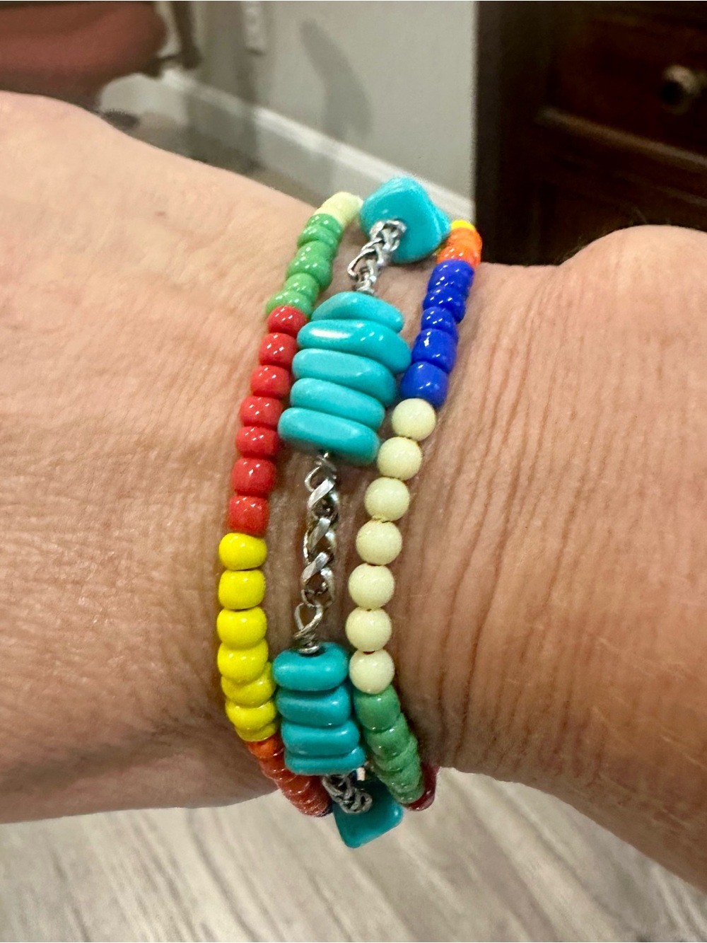 Lucky Brand Multicolor Beaded Kids Bracelet with Silver-Tone Toggle